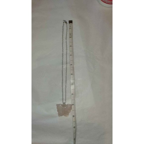 Sterling Silver Rose Quartz Butterfly Pendant  Necklace - Picture 8 of 8